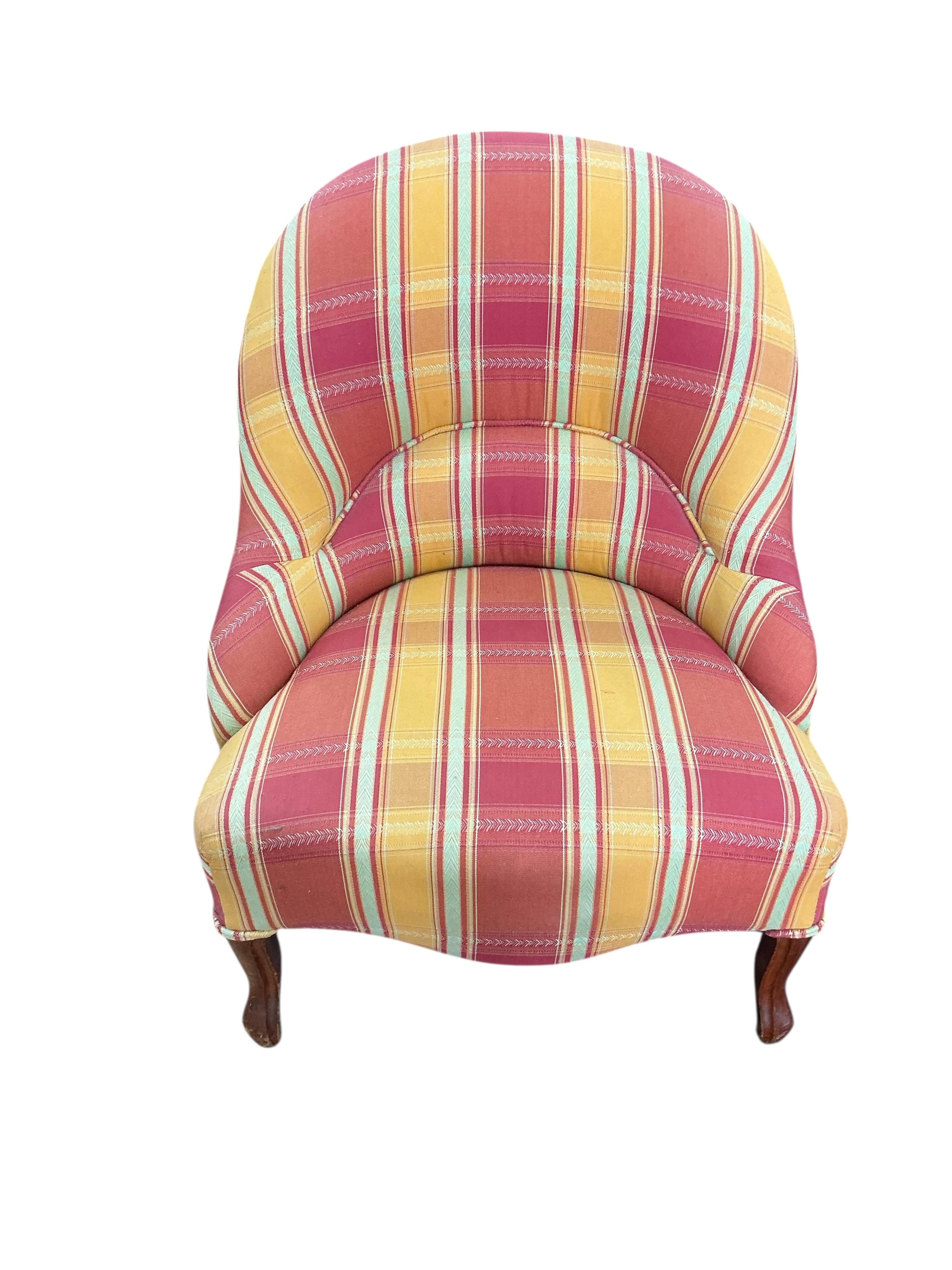 A pair of late 19th century upholstered mahogany nursing chairs, width 58cm, depth 50cm, height 70cm